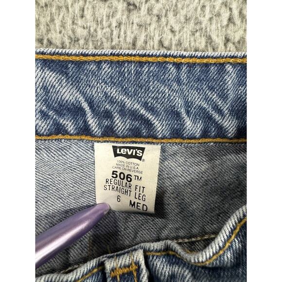Vintage Levis 506 Jeans Women 6 Regular Fit Straight Leg Blue Denim Pants 95 90s - Picture 6 of 8